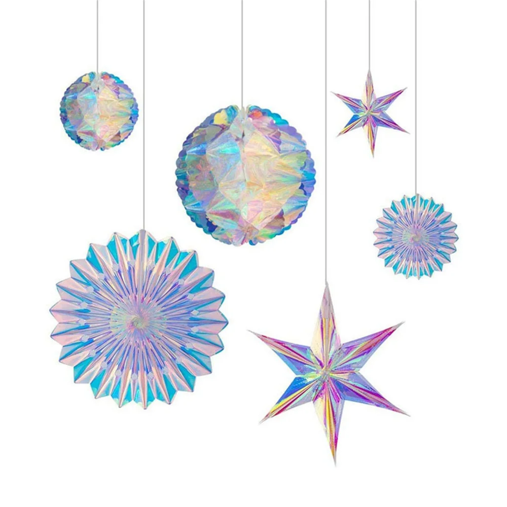 39ft Iridescent Star Garland For Party Decor - Silver Holographic Streamers For Birthday & Baby Showers