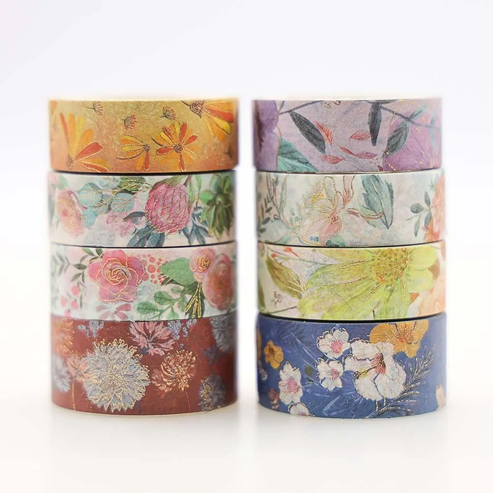 Japanese style Gold Foil DIY Scrapbooking Hand Account Flower Tape Stationery Sticker Decorative Adhesive Tape Masking Tape