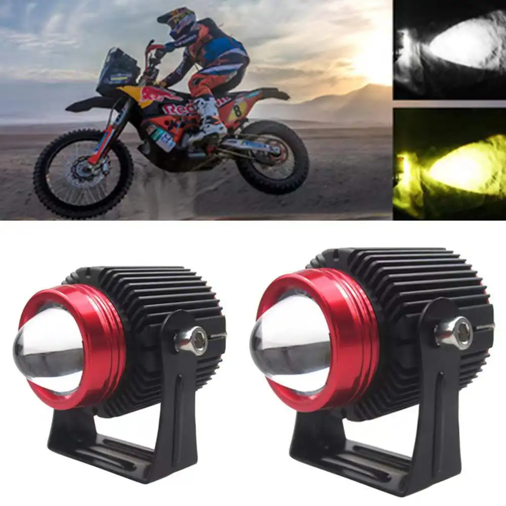 1PcMotorcycleLEDSpotlightHeadlightDualColorProjectorsLens