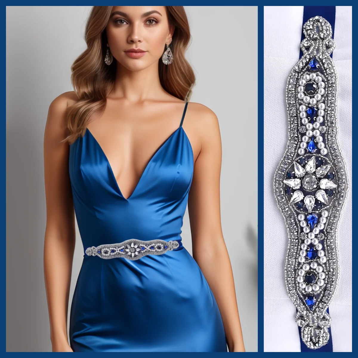 

S18 Navy Blue Wedding Sash Belt Rhinestone Applique Bridesmaid Belt Elegant Waist Ornament for Bridal Dresses Wedding Accessory