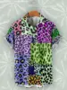 Summer Vintage Leopard Patchwork 3D Print Shirts Men Fashion Shirt Casual Streetwear Short Sleeve Shirt Blouse Man Clothing 4