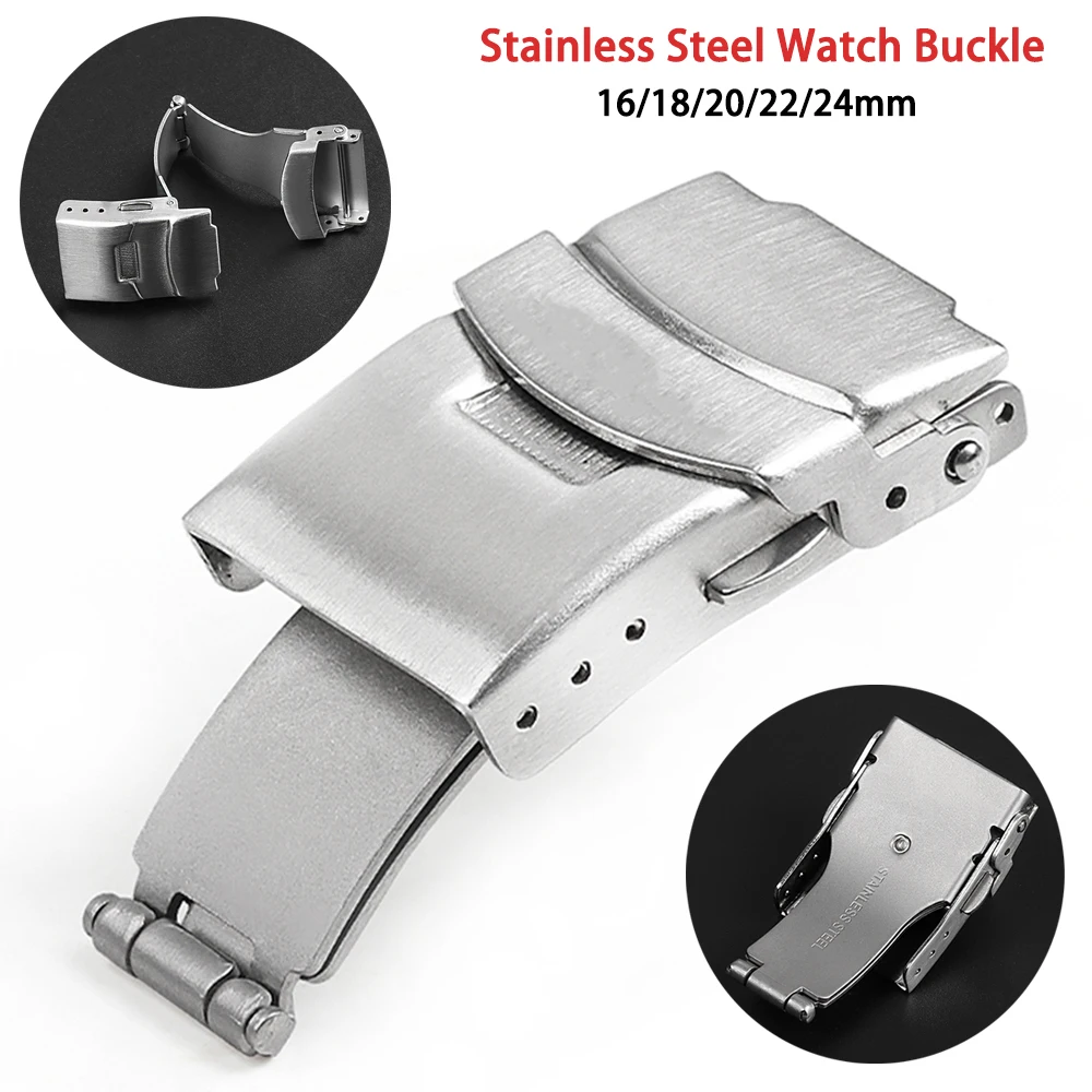 Premium Stainless Steel Double Press Folding Watch Clasp - Diving Style Replacement Buckle