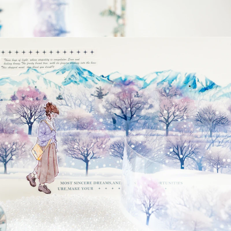 Winter scenery PET Tapes 2m/Roll Scrapbooking Decoration Adhesive Diary Album Masking stickers Aesthetic Stationery Supplies