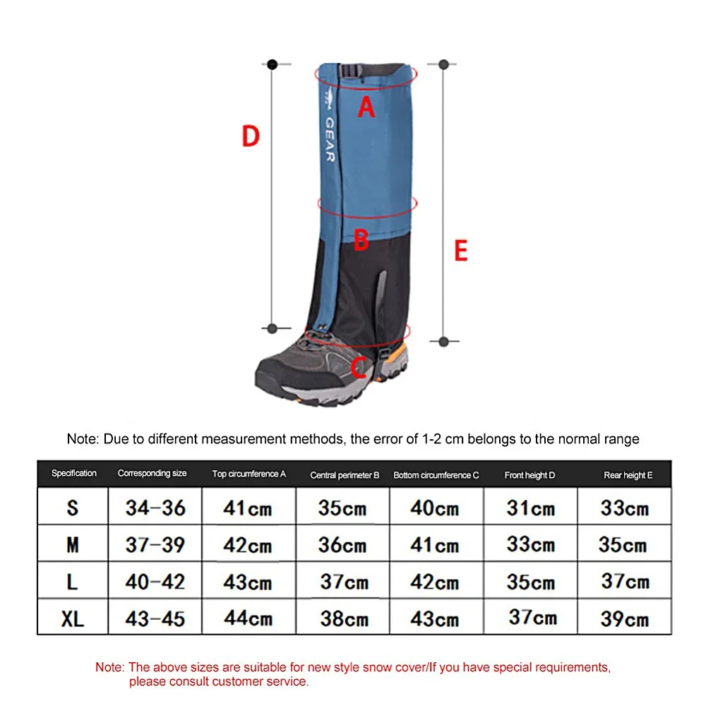 Outdoor Travel Leg Warmers Hiking Leg Gaiter Waterproof Legging Shoes Hunt Climbing Camping Winter Tourist Snow Foot Cover