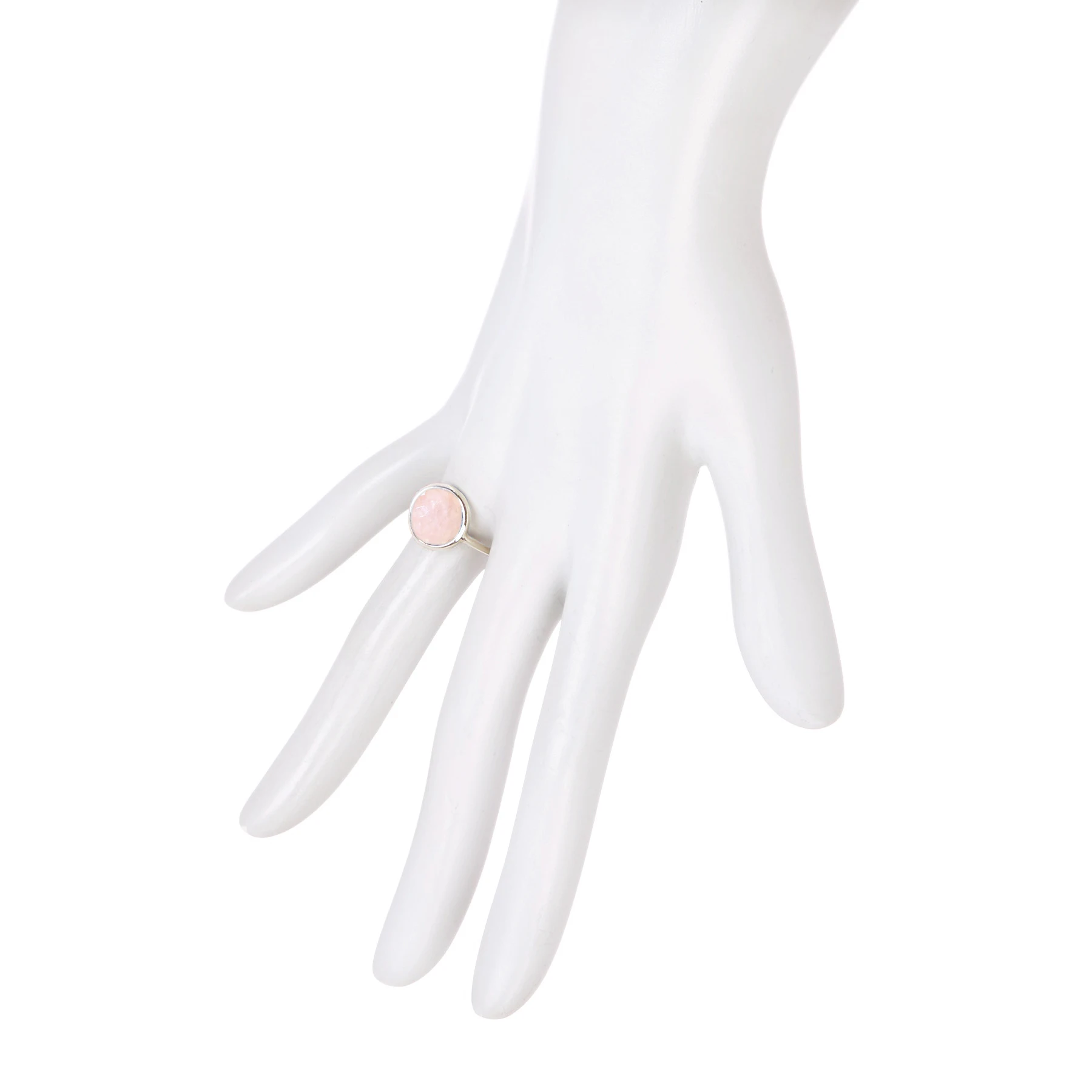 Rose Quartz Gemstone Round Ring Christmas Day Ring Jewelry All Size