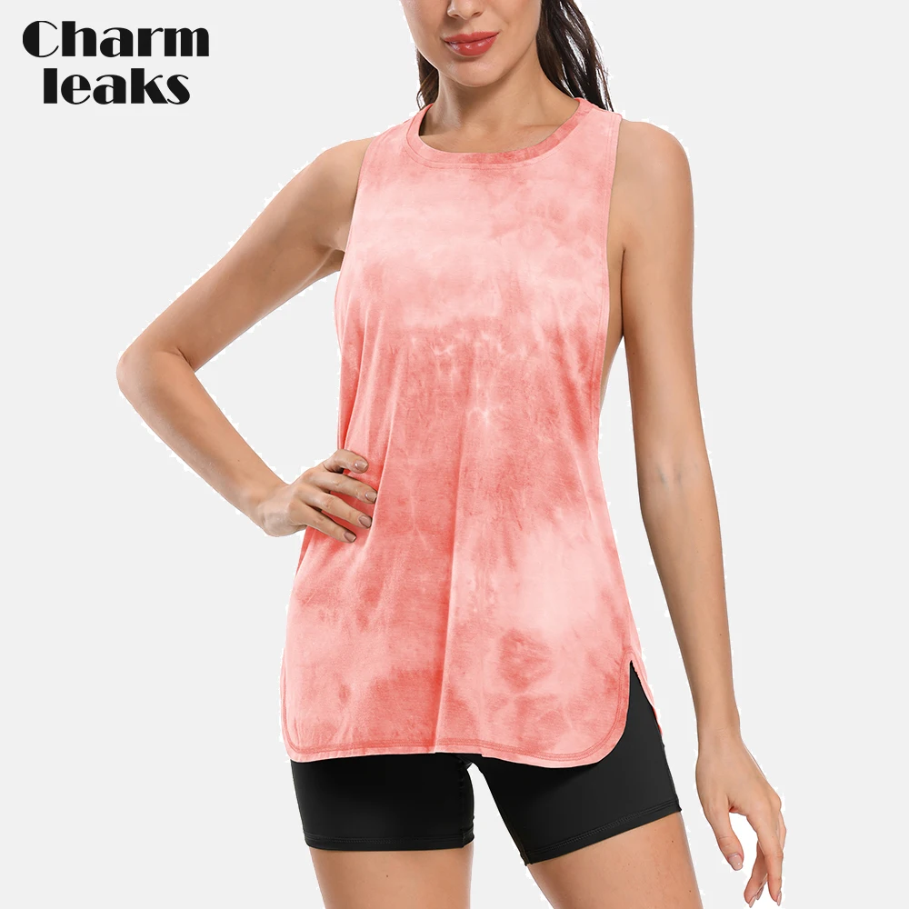 

Charmleaks Womens Camisole Sports Yoga Wear Dye Loose Sleeveless Workout Tank Top Fit Racerback Athletic Running Shirts