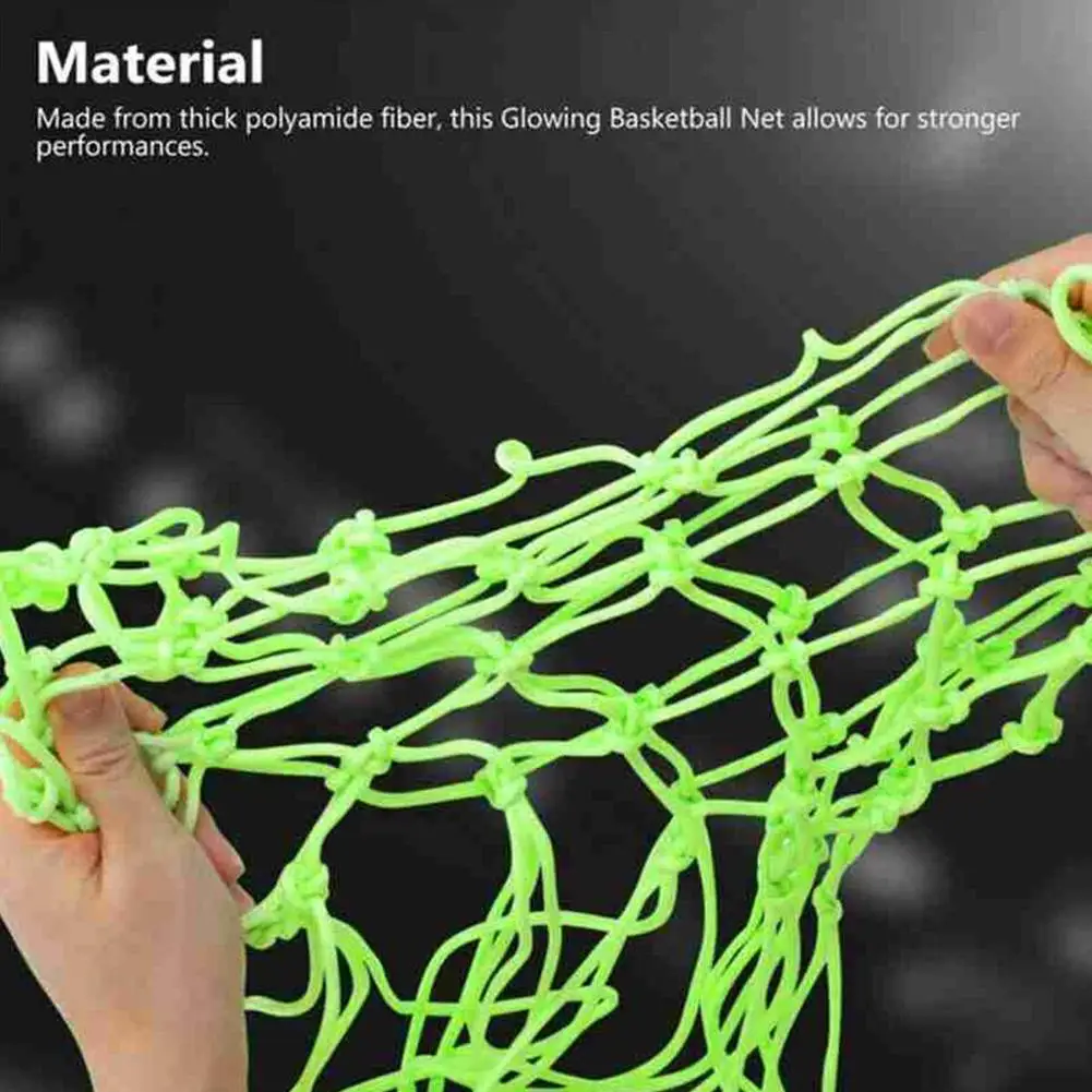 Nightlight Nylon Glowing Basketball Net 50CM 12 Size Hoop Glowing Loops Standard Rim Basketball Net