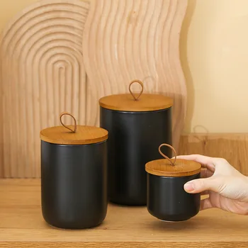 Vaso portaoggetti in ceramica nordica vaso sigillato opaco contenitore per tè forniture da cucina scatola portaoggetti per cereali vari caffettiera portatile 2