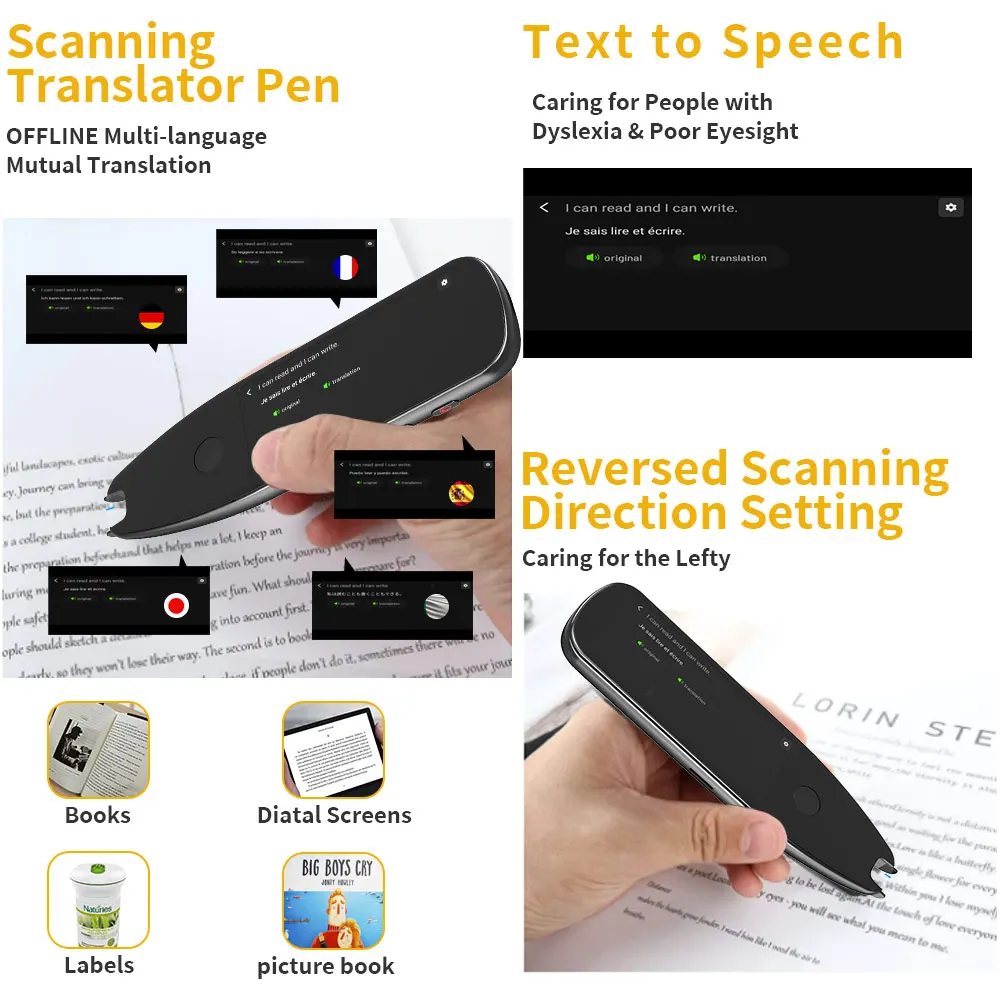 X5 Pro Smart Voice Scan Translator Pen Real-Time Multi-function Language Translation Business Travel Abroad Dictionary Pen translation pen voice translator language translator