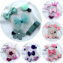 

3/4/5 Pcs/Set Cute Sweet Mini Flower Bow Hair Clips for Chilren Kid Small Ribbon Bowknot Hairpins Baby Girl Hair Accessories Set