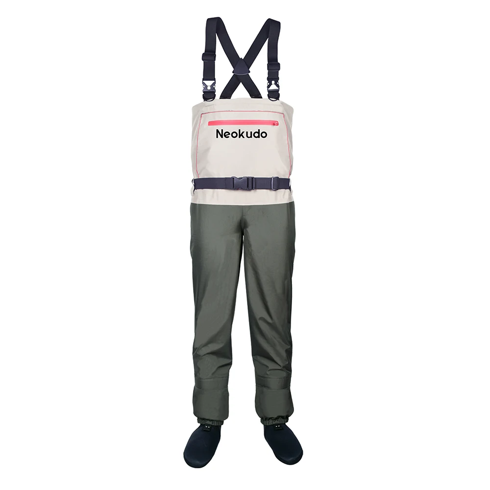 Wading High Waist Wading Pants 3 Layers Breathable Fishing Belt Durable Boots