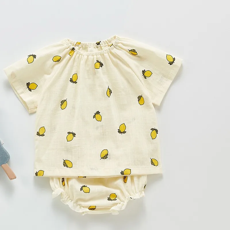 warm Baby Clothing Set YG 2022 Summer New Girls' Short Sleeved T-shirt + Shorts Two-piece Baby Girl Round Neck Suit Newborn Clothes Children's Clothes baby outfit matching set