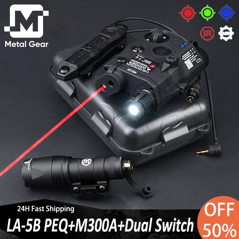 

LA-5B PEQ 15 Airsoft Red Green Blue Dot Laser IR Sight Light White LED Strobe Flashlight Surefir M300A Spotlight Dual Switch