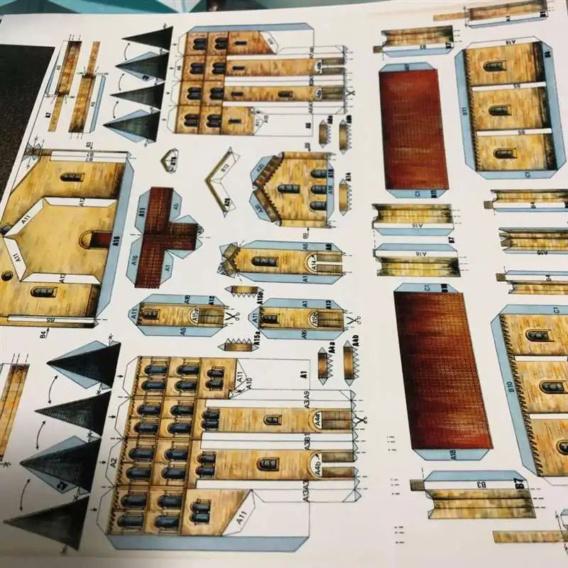 Retro Hand-painted Shangmo Palelle Mognat Building 3d Paper Model DIY Handmade 3d paper model