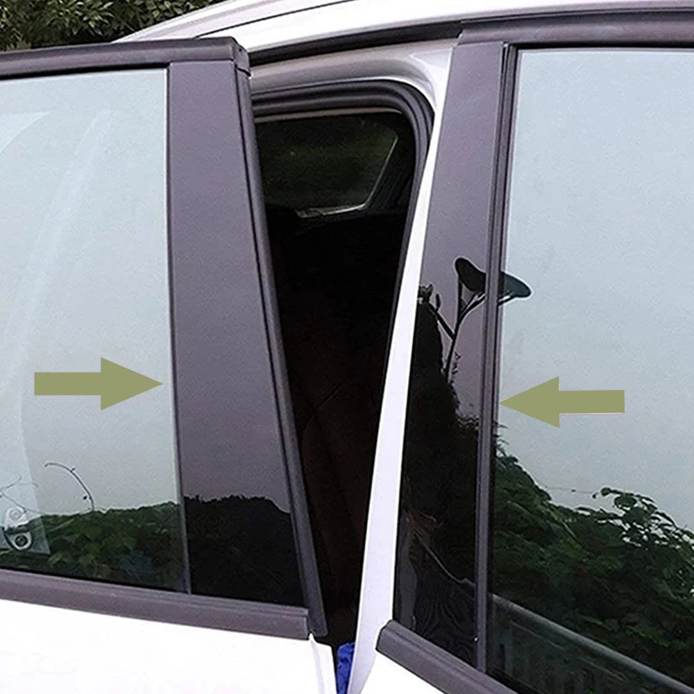 Glossy Black Car Window Door Pillar Trim Cover Stickers Accessories