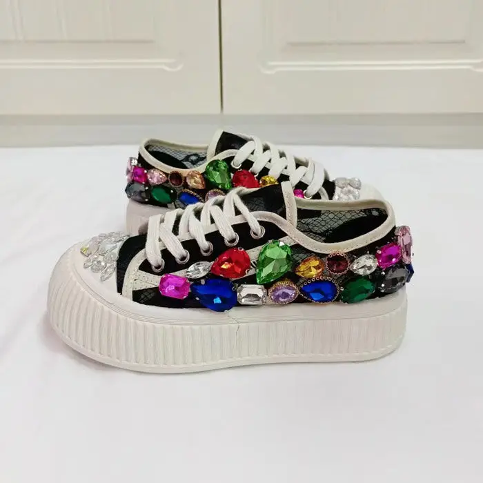 High Quality Thick Platform Sneakers Colourful Water Diamond Rhinestone ...