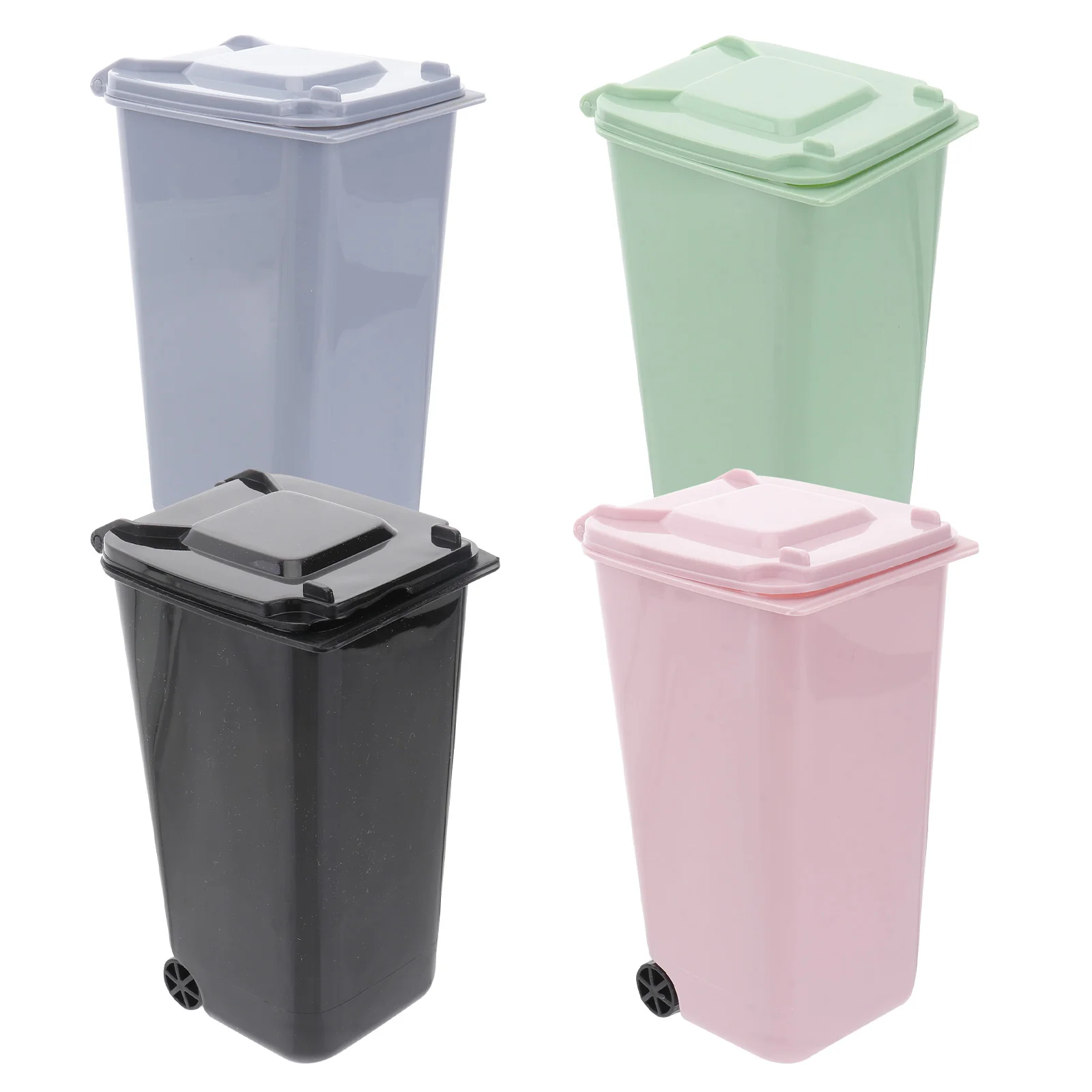 

4 Pcs Table Garbage Can Toys for Toddlers Mini Dustbin Desktop Wastebasket Trash with Lid Curbside Miniature
