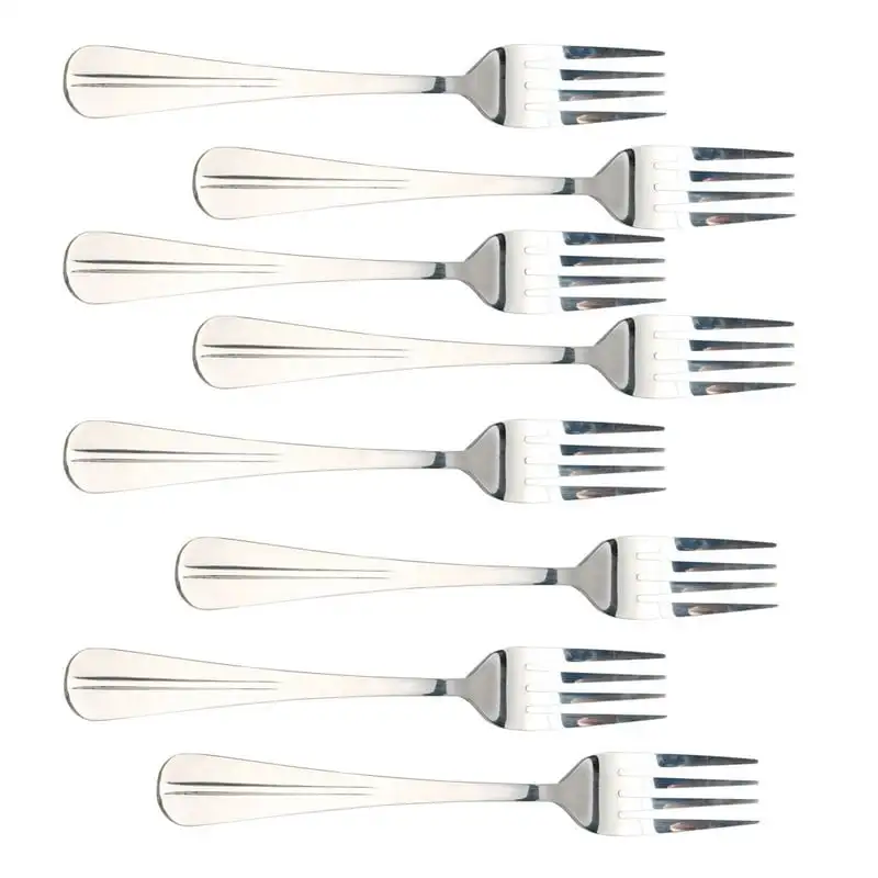 

Dinner Fork Metal Serving Tableware 7" Long, 8-Piece Silver