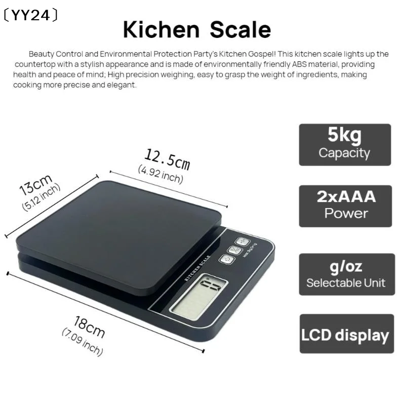 Compact Precision Electronic Kitchen Scale with LCD Display