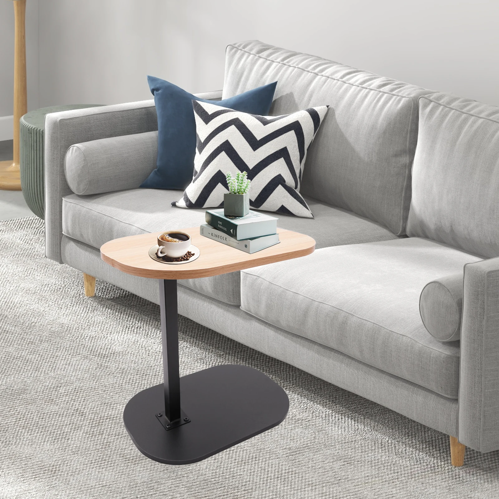 C-förmiger Beistelltisch, kleiner Couchtisch, 45–80 cm, höhenverstellbarer Beistelltisch für Wohnzimmer, Arbeitszimmer, Schlafzimmer, Büro – Detail 4