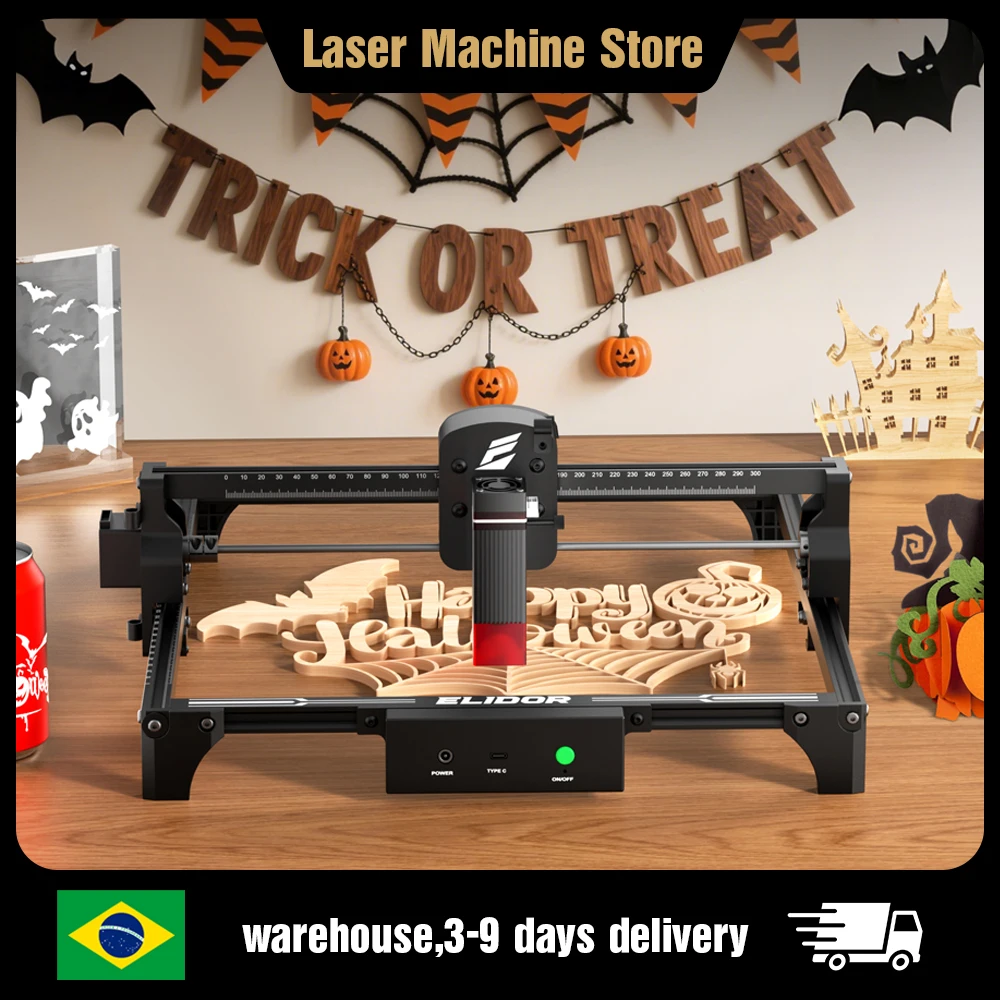 ELIDOR Z6 6W/12W Gravador a laser e corte de madeira Gravador CNC Área de trabalho 300x300mm Diodo laser azul Máquina para iniciantes