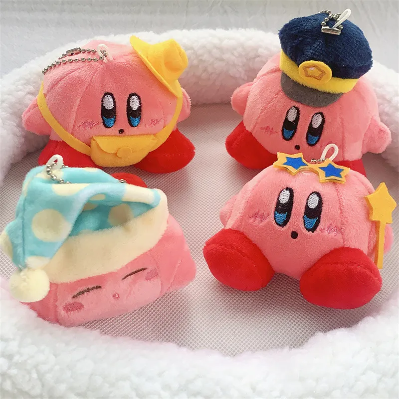 Kirby Anime Plush Dolls Cartoon Backpack Peluches Pendant Kawaii Stuffed Animal Toys Keychain Bag Decoration for Kids Girls Gift