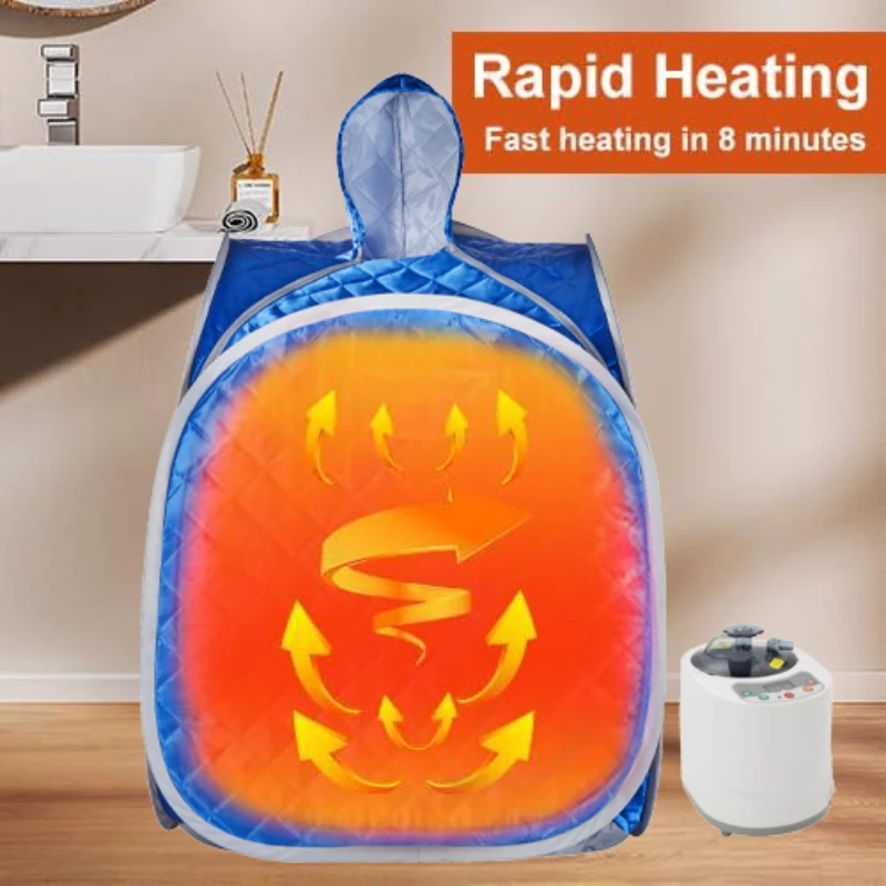 사우나 Portable Steam Sauna 1 Person Folding Sauna Tent at Home with 900W & 2L Steamer Generator Home SPA Blue 찜질 6