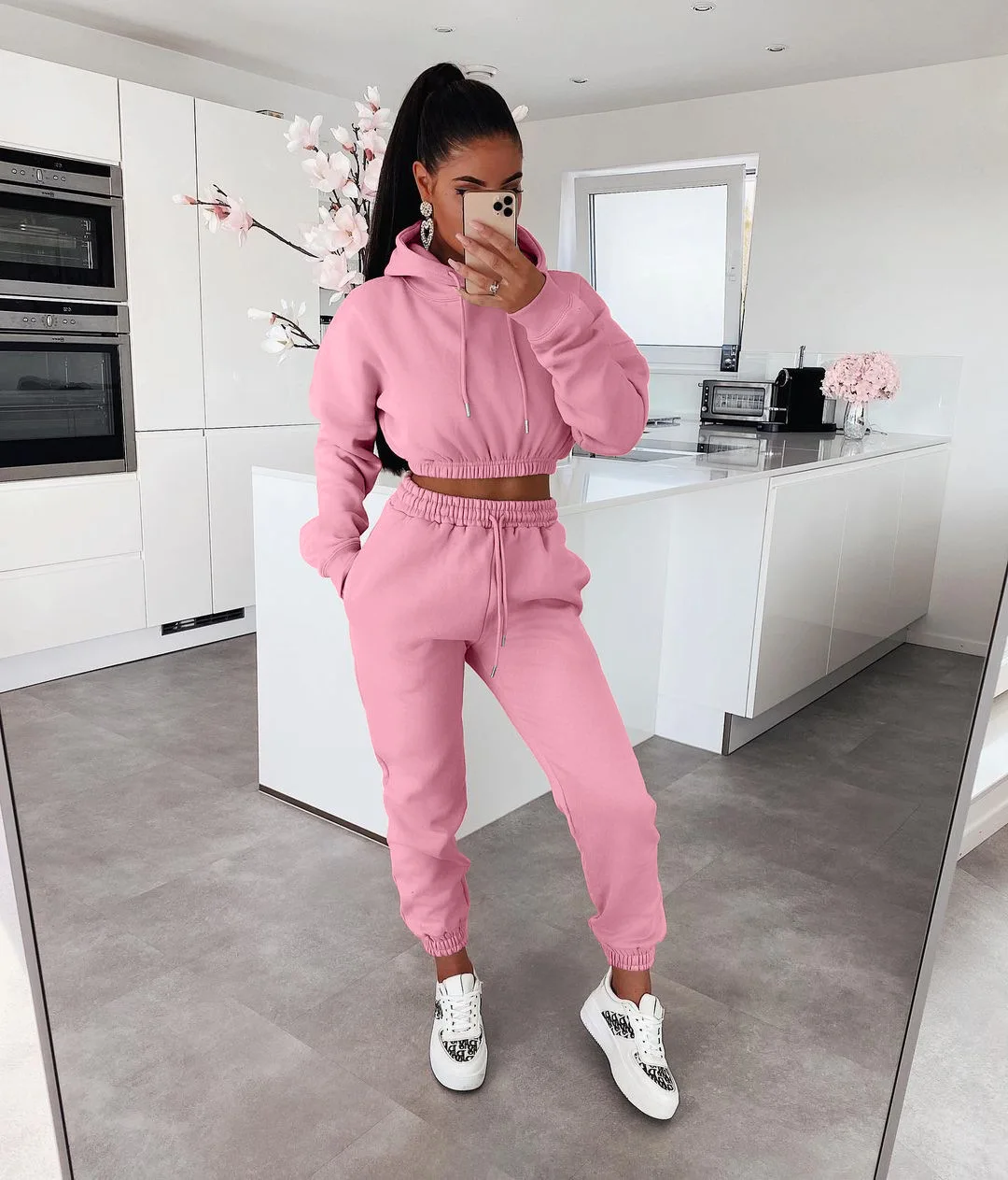 3-Piece Women's Workout Sets - Cropped Tank Long Sleeve Hoodie Jogger Pants Athletic Outfits