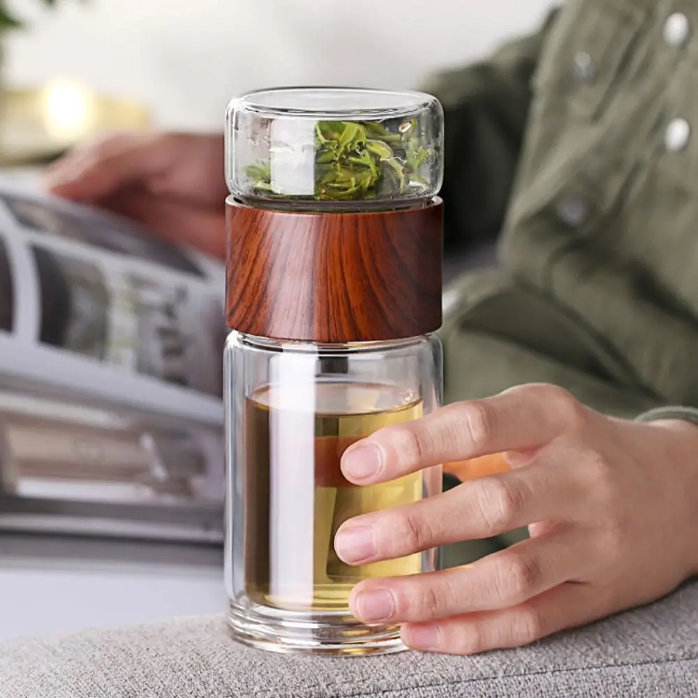 200ML Tea Water Bottle High Borosilicate Glass Double Layer Tea Water Cup Infuser Bottle With Filter Tumbler Drinkware