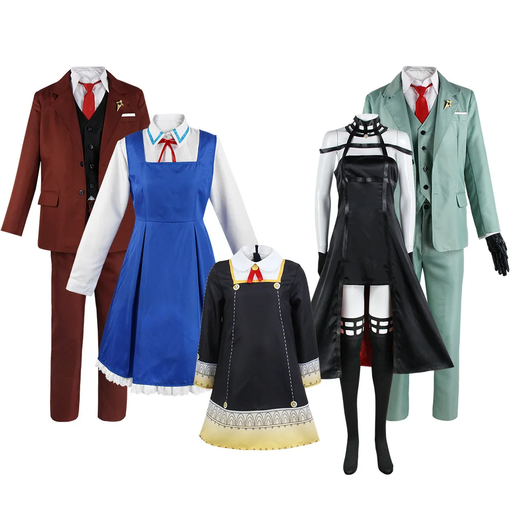 

Anime Spy X Family Yor Forger Cosplay Red Dress Wig Weapon Anya Spy Costume Dresses Loid Suits Forger Full Set Halloween Party