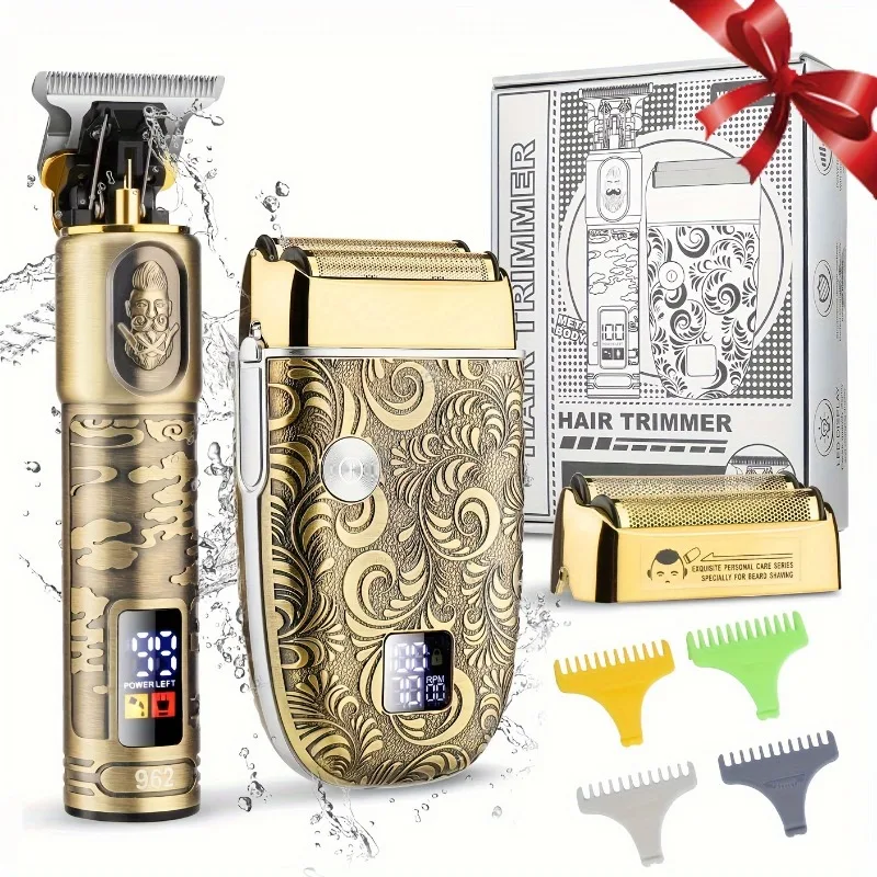 

Professional Hair Trimmer Electric Foil Shaver Set For Men Cordless Beard Trimmer For Men Rechargeable Hair Grooming Kit