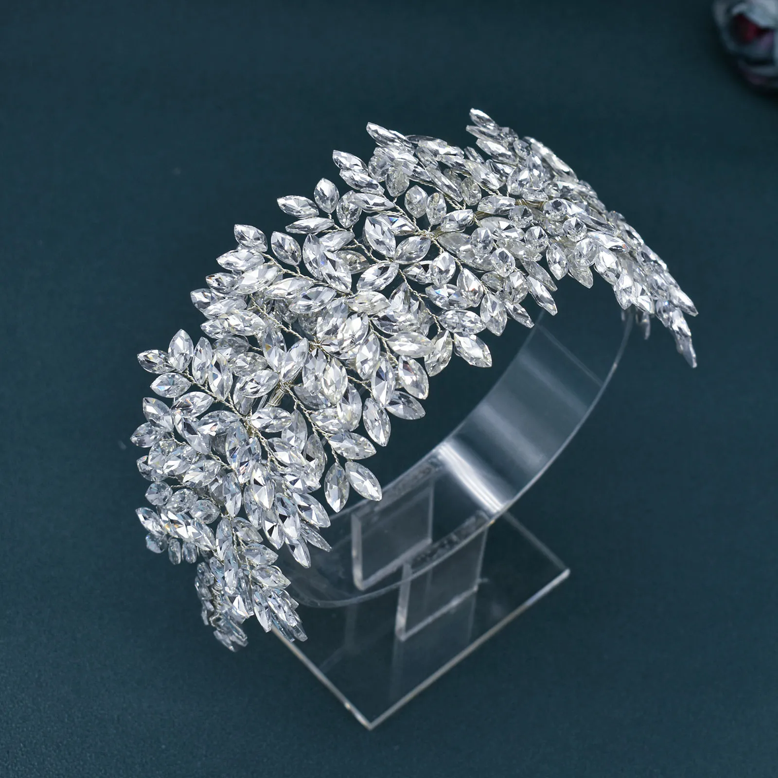 DZ005 Rhinestone Wedding Headpiece Big Headdress Trendy Bride Hair Ornaments Bridal Hair Jewelry Gifts for Girl Crystal Headband