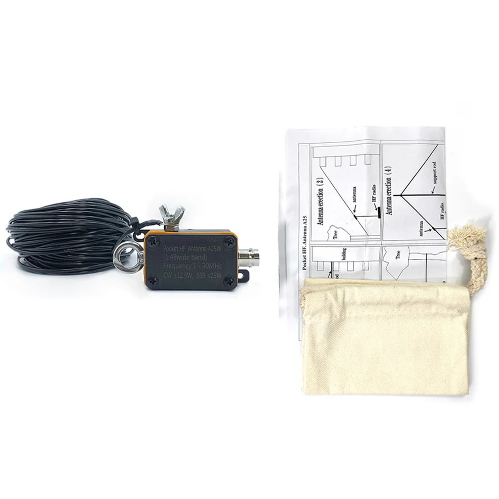 Pocket HF Antenna A25 1-30Mhz Shortwave Antenna Wideband End-fed Halfwave Antenn