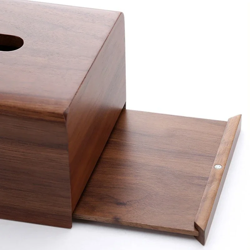 Walnut Wood Tissue Box Holder Cover Designer Tissue Storage Boxes Luxury Wooden Napkin Box Modern Rectangular Napkins Case Home 4