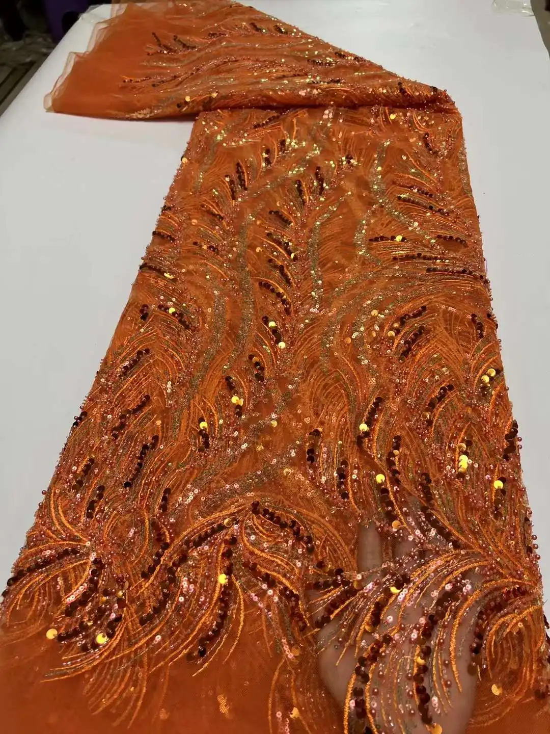 African Sequins Lace Fabric 5 Yards For Wedding Party Dress Sew