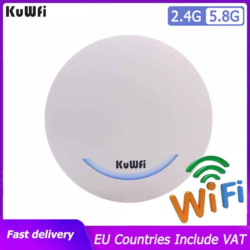 KuWFi Wi-fi Tốc Độ 1200Mbps Router Trần Cổng Ethernet AP Điểm Truy Cập Không Dây 48V Bộ Khuếch Đại Với 4dBi Wifi ăng Ten wifi router for home