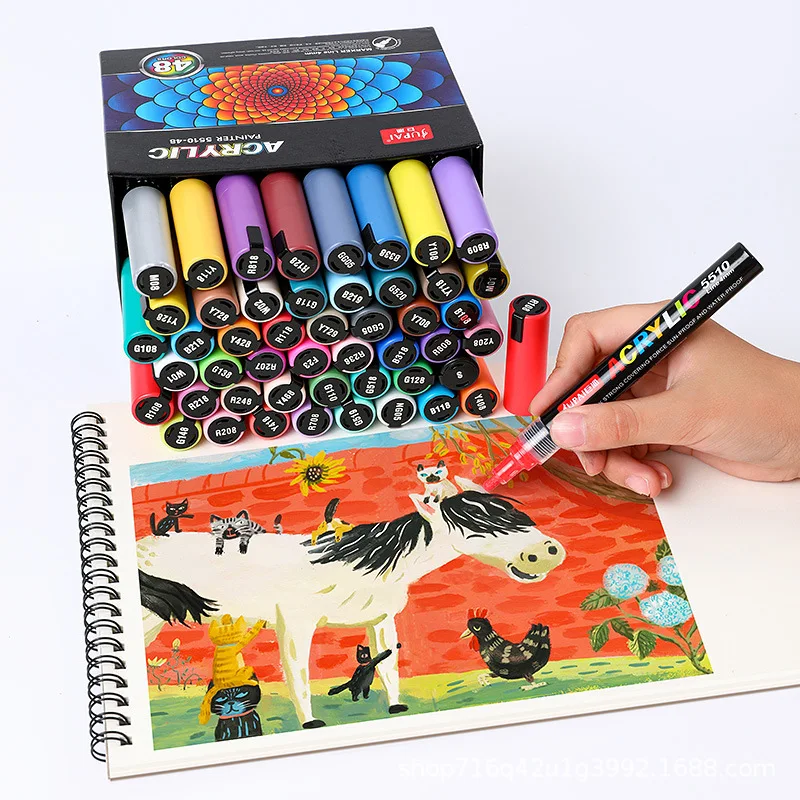 Acrylic Paint Pens Brush Tip 12 Skin Tones Markers For Rock Painting Stone Glass Ceramic Wood Fabric Water Based Permanent Acrylic Pens - View #5