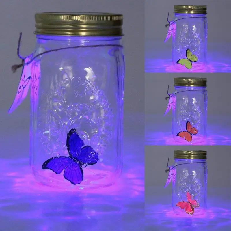 Magic Flying Butterfly Jar Led Lamp Glass Mason Jar Simulazione Animated Butterfly Insect Collection Bottle Home Decor