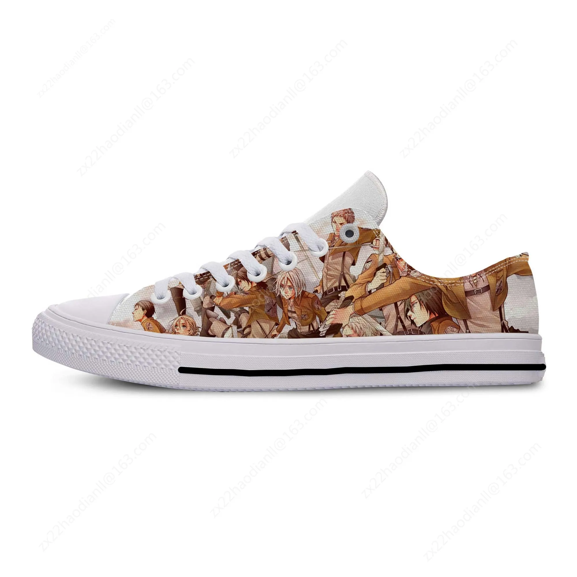 Hot Anime Attack on Titan Lightweight Cloth 3D Print Funny Fashion Low Top Canvas Shoes Mens Womens Casual Breathable Sneakers