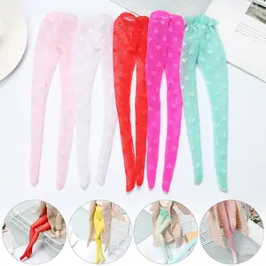 Love Heart Pattern Doll Silk Stockings Toy Dress Up Game Elestic Legging Colorful PanPant Hose Fit 1/6 Scale Dolls Accessories