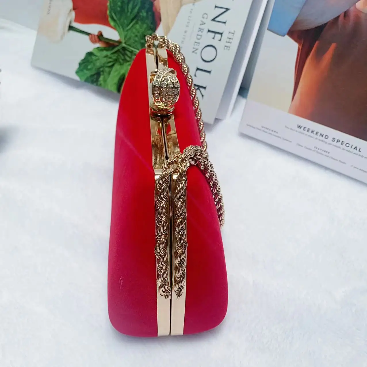 Velvet  Pleated Wedding Evening Clutch Purses For Women Formal Glitter Shoulder Bag With Chain For Ladies Brand Party Banquet