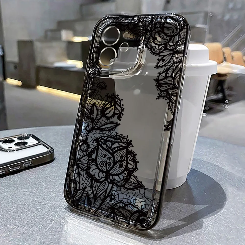 รูปสินค้า เคสซิลิโคนนิ่มลายดอกไม้สีม่วง สำหรับ iPhone 13-18 Pro Max Air