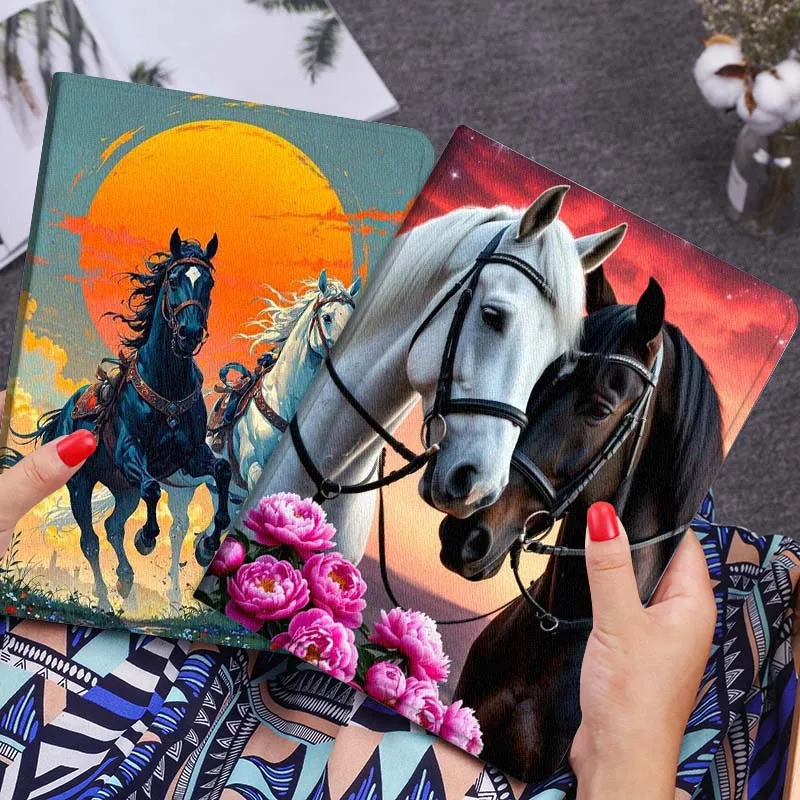 Artistic Horse-Themed Soft Tablet Case - Universal Fit