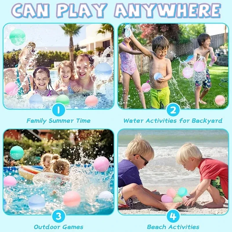 12-36Pcs Reusable Water Balloons for Kids Adults Outdoor Activities, Kids Pool Beach Bath Toys Water Bomb Ball for Summer Games 6