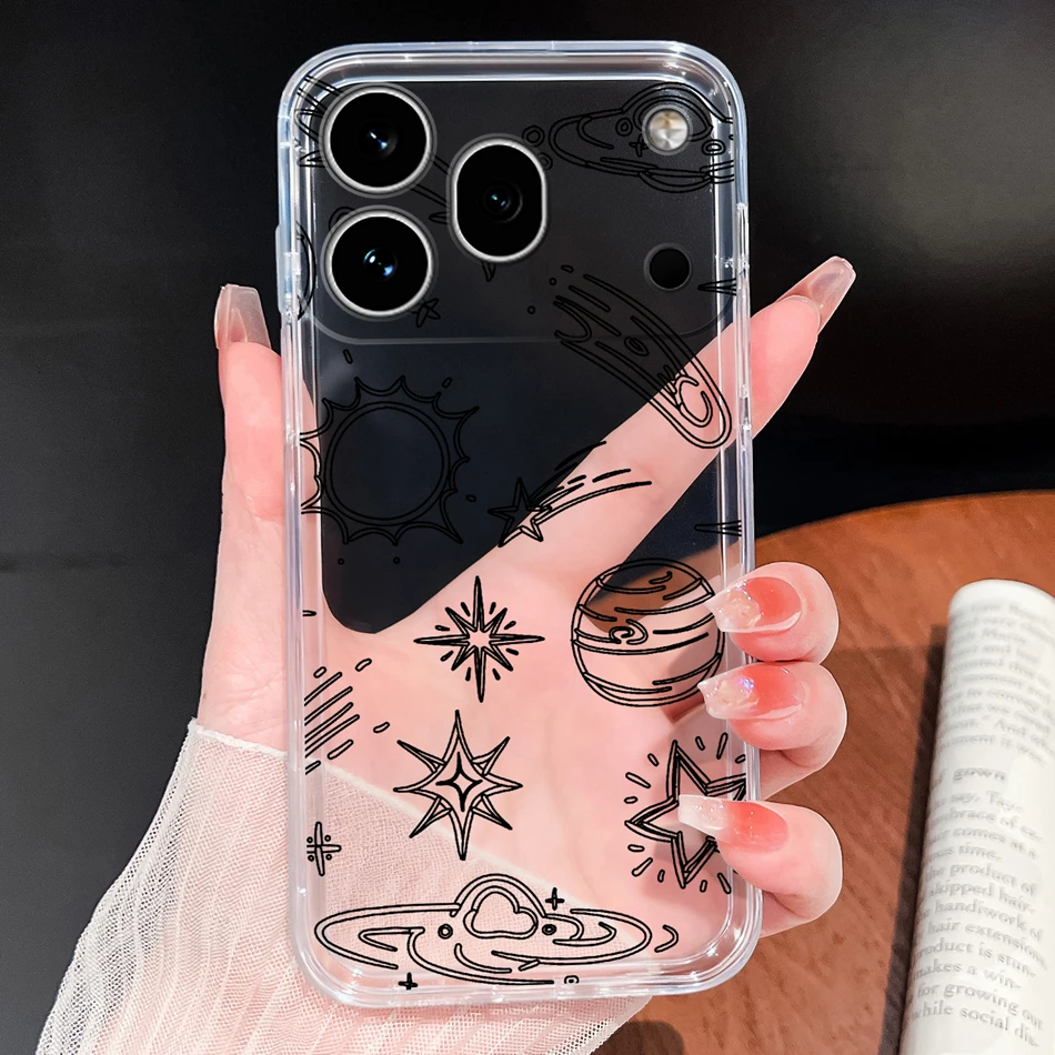 Clear Cool Stars Vibe Shockproof Silicone Phone Case