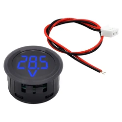 Circular LED Digital Voltmeter with Reverse Connection Protection (Blue)