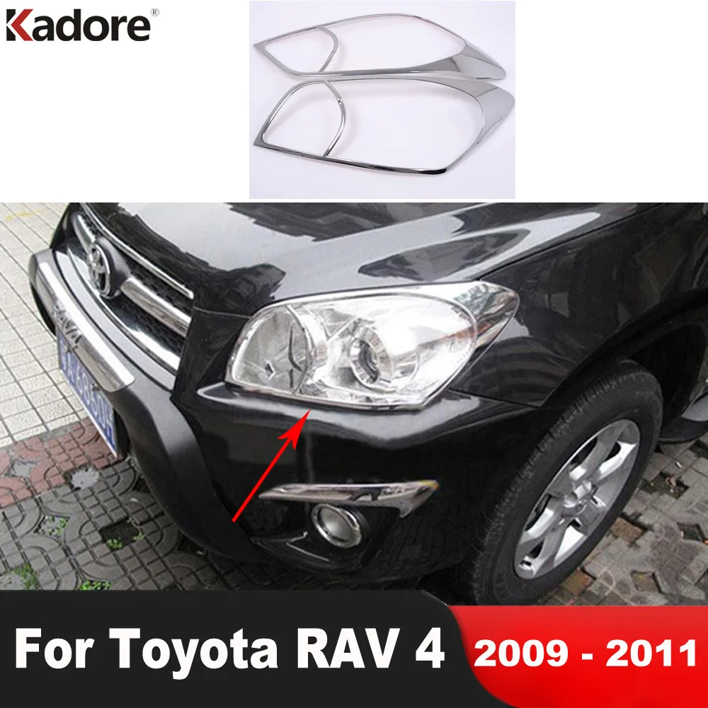 

Front Head Light Lamp Cover Trim For Toyota RAV4 RAV 4 2009 2010 2011 ABS Chrome Car Headlight Molding Garnish Strip Accessories