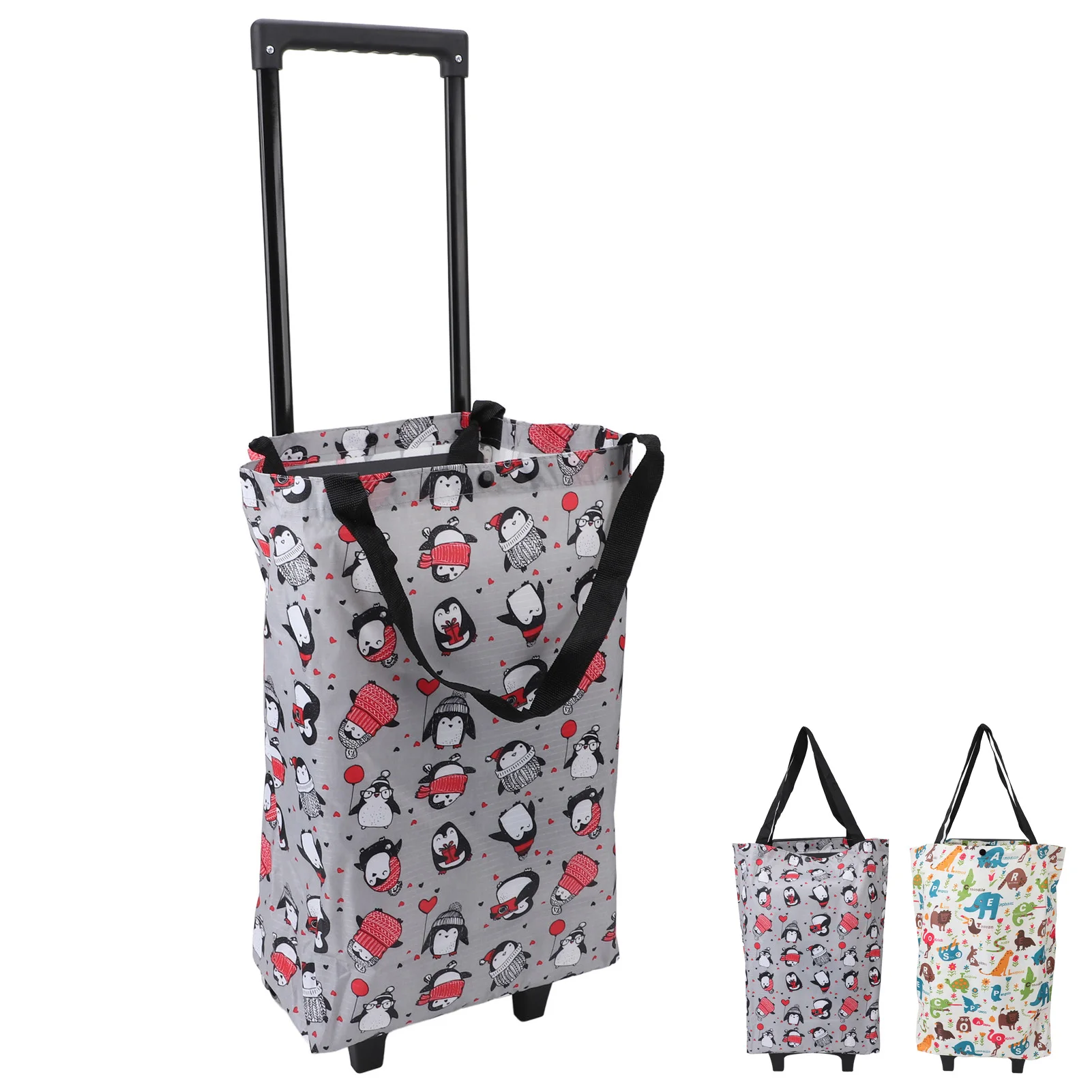 Foldable Shopping Cart for Groceries with Wheels 360 Degree Rolling Swivel Grocery Cart Oxford Fabric Rolling  Handtruck 4