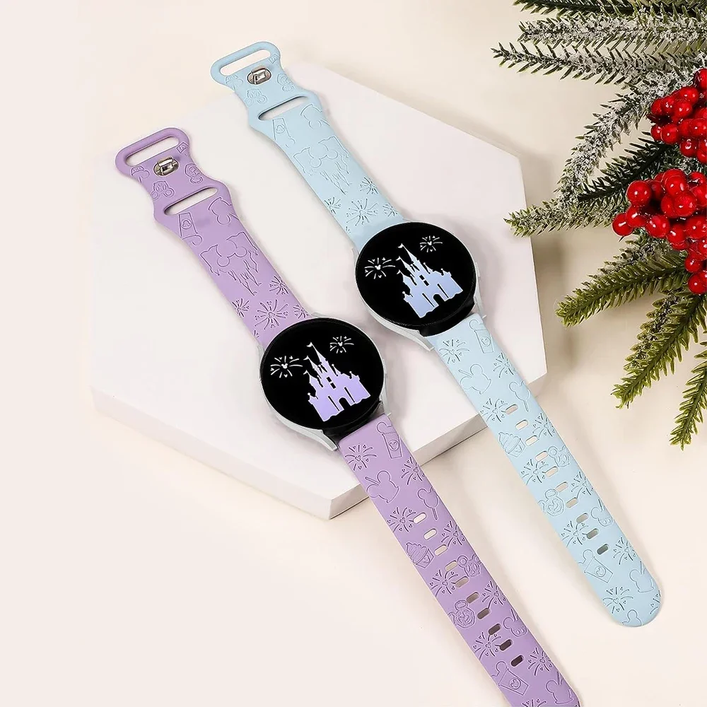 Elegant 20mm Castle Floral Engraved Silicone Sport Strap