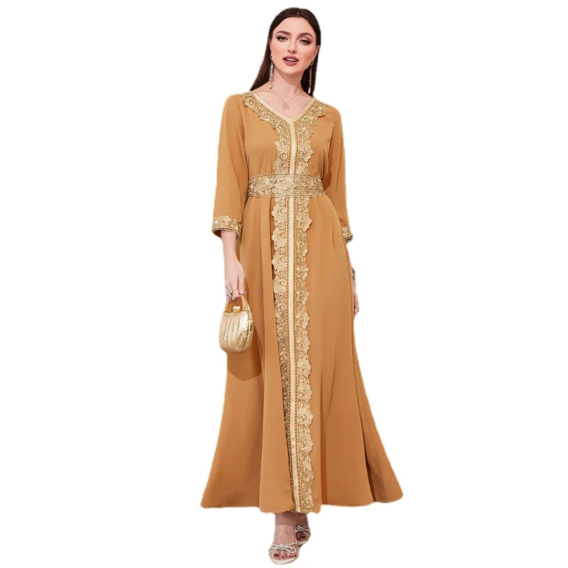 

Eid Ramadan Muslim Women Dress Embroidery Lace Retro Abaya Party Long Dress Morocco Kaftan Elegant Vestidos Dubai Turkey Robe